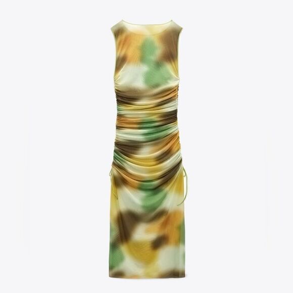 Zara Printed tulle dress green multi - Picture 15 of 15